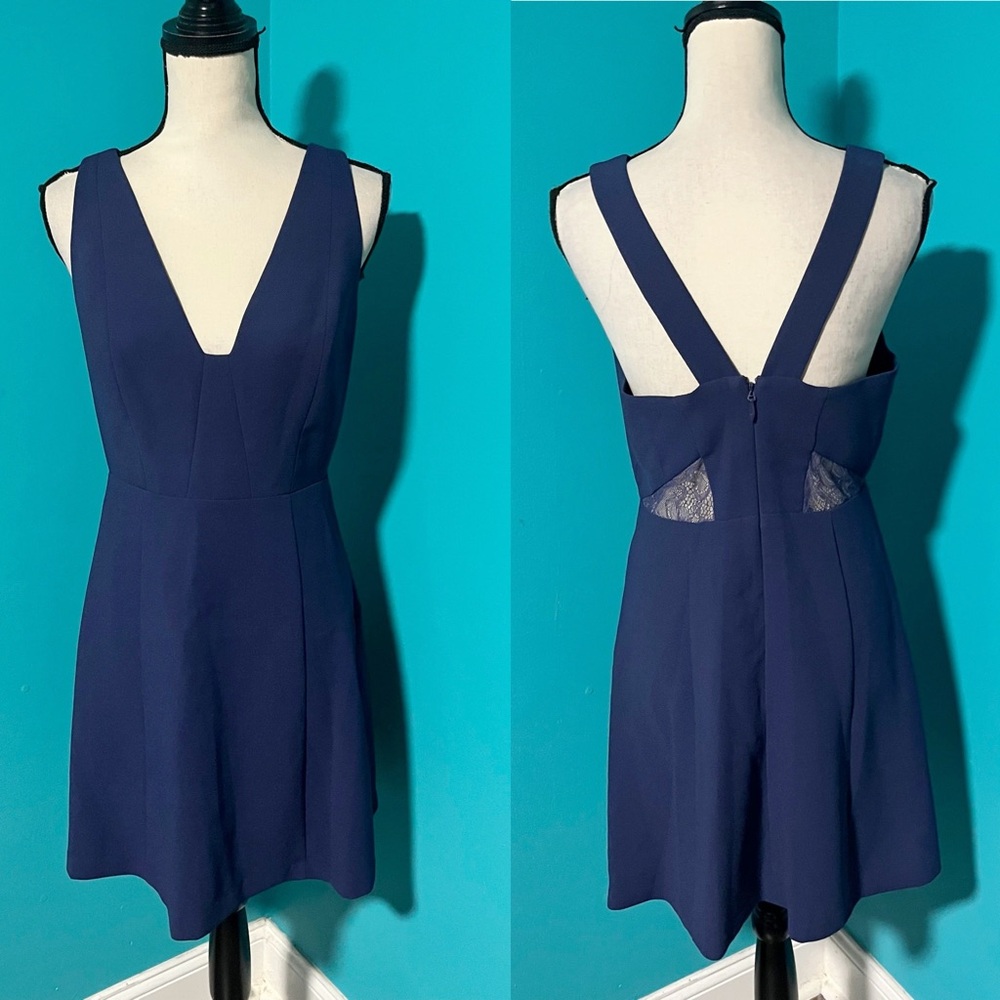 BCBGeneration 8 Navy Blue Sleeveless V-Neck Mini Dress